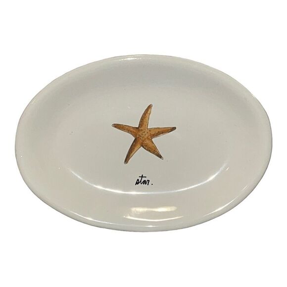 Rae Dunn STAR Starfish Ceramic Oval Dessert Appetizer Plate EUC - Picture 1 of 4